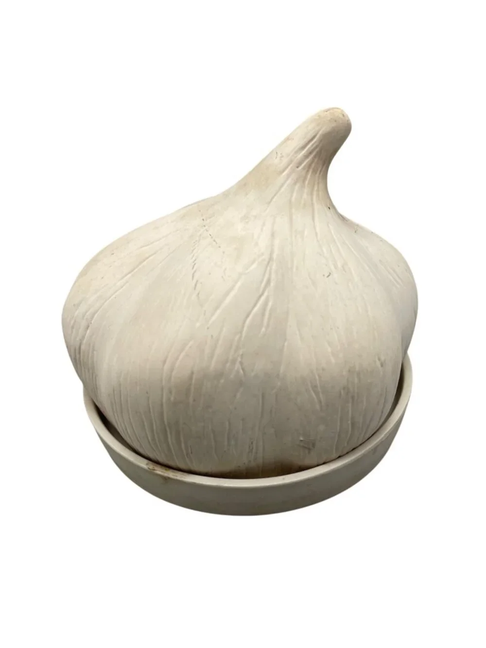 Garlic-Shaped Ceramic Garlic Keeper roaster With Lid & Vent Hole Storage READ